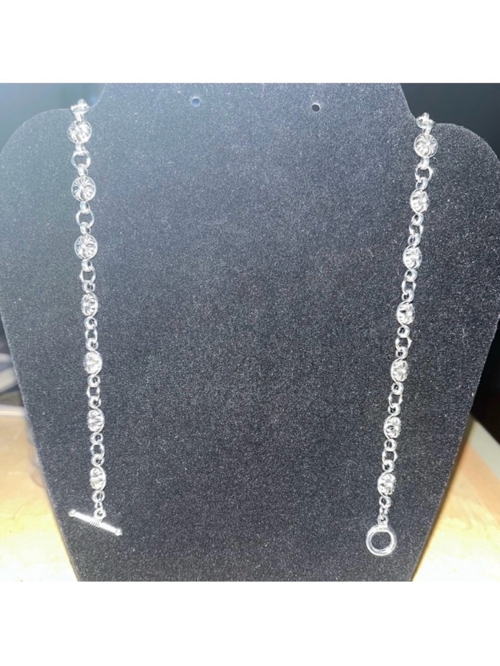 Chrome Hearts Silver Cross Ball Chain 24β + Dagger Pendant Toggle Clasp Closure - Picture 10 of 10